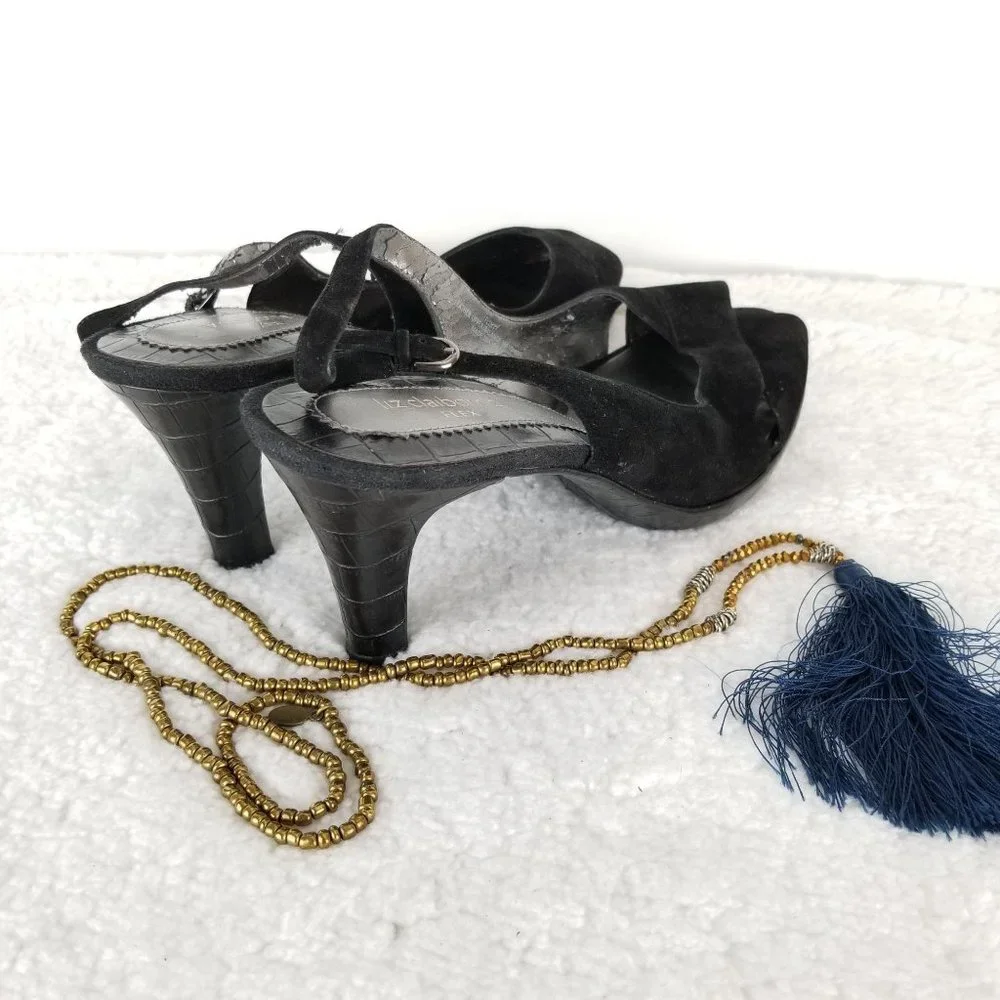 LIZ CLAIBORNE FLEX《294》leather pump‎ black slingback suede women's sz 10